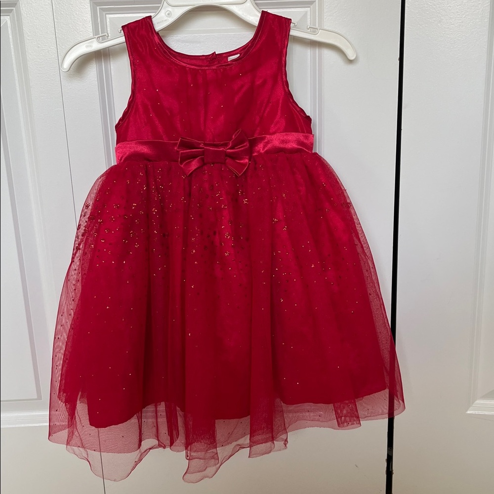 Red Sleeveless Dress with Lace and Bow